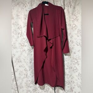 Elegant Burgundy Women's Duster